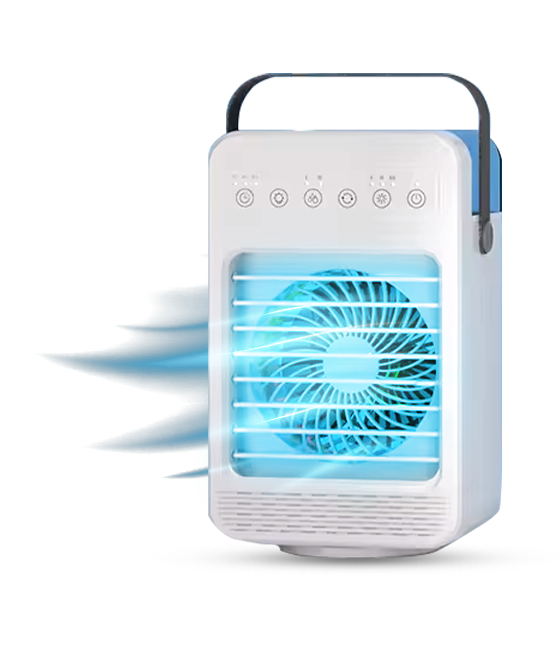 Portable cooling fan device emitting cool air